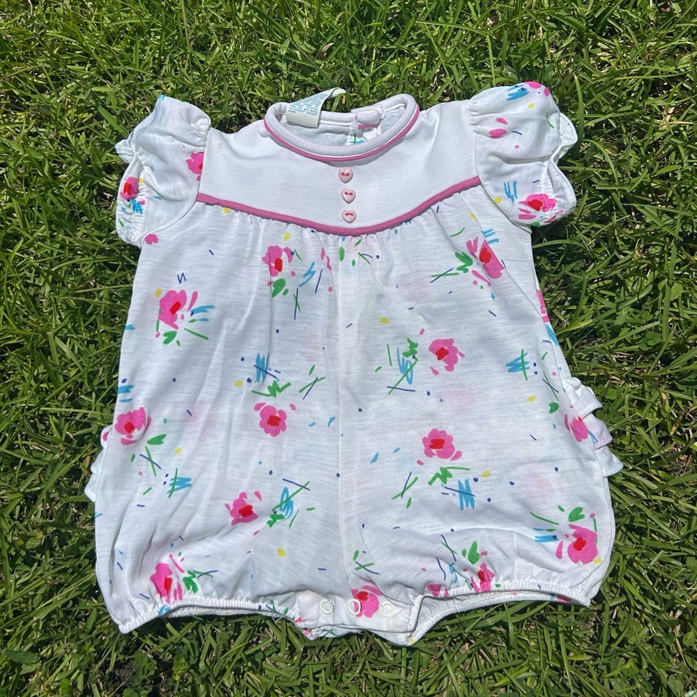 Vtg Floral Baby Romper